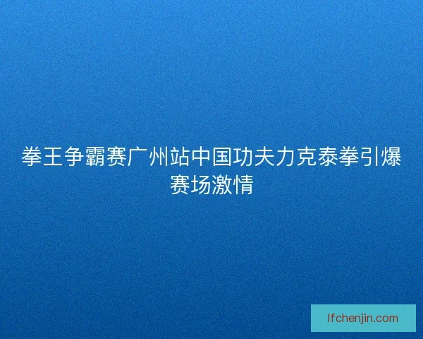 拳王争霸赛广州站中国功夫力克泰拳引爆赛场激情