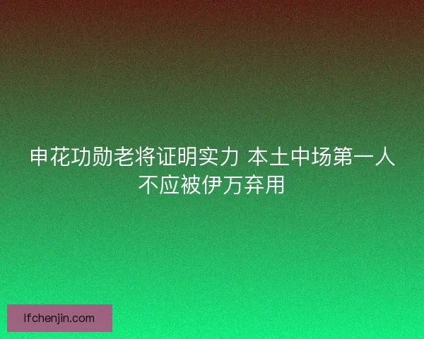 申花功勋老将证明实力 本土中场第一人不应被伊万弃用
